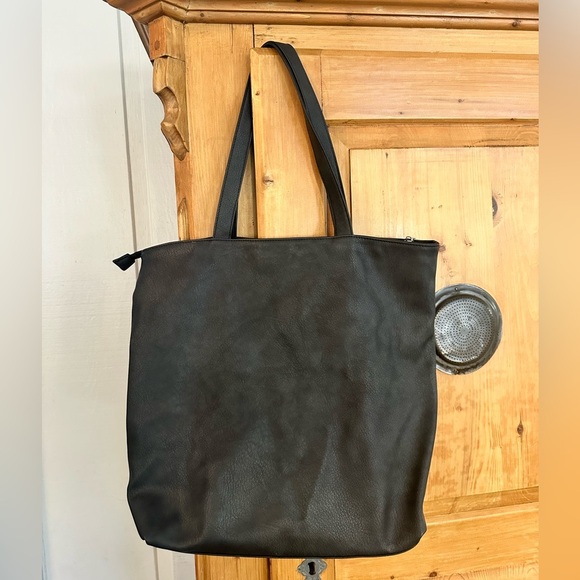 Free People Black Suede Leather Floral Embroidery Shoulder  Floral Embroidered Black Shoulder Tote Bag Large